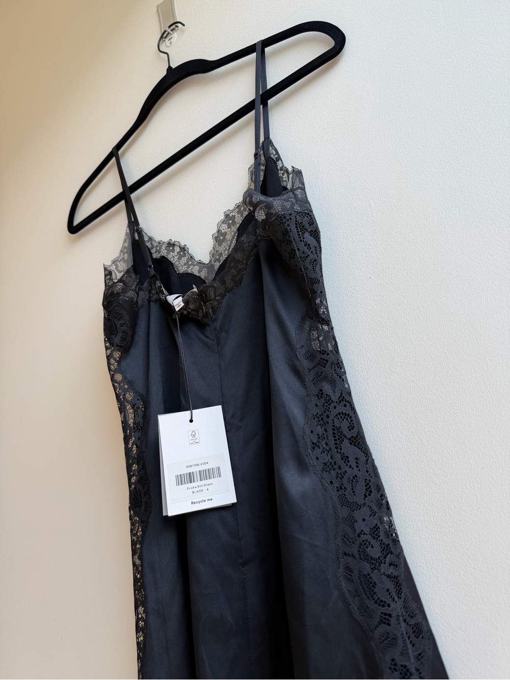 NEW NWT Reformation Ericka Silk Dress | Strappy Lace Black | Size 4 - Picture 13 of 14
